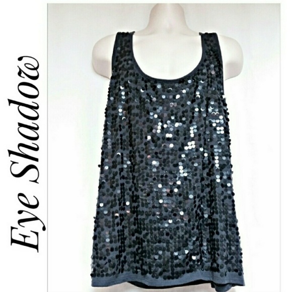 Sequin Covered Tank Top Charcoal Gray Size 3X